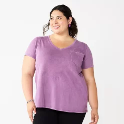 Juniors' Plus Size SO® Oversized Pocket Tee 18 Juniors' Plus Size SO® Oversized Pocket Tee -Cheap SO Store 3328611 Holly Purple