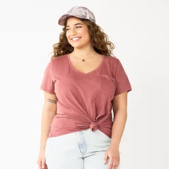 Juniors' Plus Size SO® Oversized Pocket Tee 22 Juniors' Plus Size SO® Oversized Pocket Tee -Cheap SO Store 3328611 Velvet Mauve