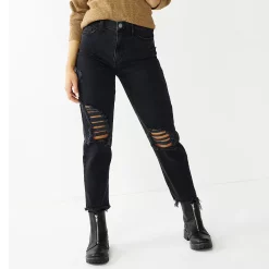 Juniors' SO® High-Rise Curvy Mom Jeans 11 Juniors' SO® High-Rise Curvy Mom Jeans -Cheap SO Store 3958279 Black Destructed
