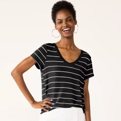 Juniors' SO® Favorite V-Neck Short Sleeve Tee 49 Juniors' SO® Favorite V-Neck Short Sleeve Tee -Cheap SO Store 3978405 Black Stripe