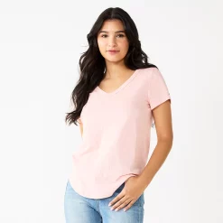 Juniors' SO® Favorite V-Neck Short Sleeve Tee 66 Juniors' SO® Favorite V-Neck Short Sleeve Tee -Cheap SO Store 3978405 Moscato Pink
