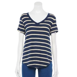 Juniors' SO® Favorite V-Neck Short Sleeve Tee 75 Juniors' SO® Favorite V-Neck Short Sleeve Tee -Cheap SO Store 3978405 Navy Gold Stripe