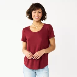 Juniors SO® Favorite U-Neck Short Sleeve Tee -Cheap SO Store 3979445 Berry Magnolia