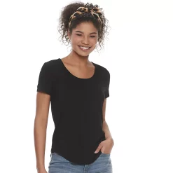 Juniors SO® Favorite U-Neck Short Sleeve Tee -Cheap SO Store 3979445 Black Luxe