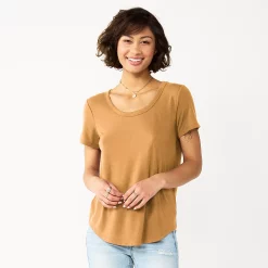 Juniors SO® Favorite U-Neck Short Sleeve Tee -Cheap SO Store 3979445 Light Bronze