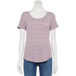 Juniors SO® Favorite U-Neck Short Sleeve Tee -Cheap SO Store 3979445 Mauve Stripe