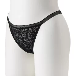 Juniors' SO® Lace G-String Panty SO67001 -Cheap SO Store 4451844 Black Tie