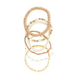 SO® Gold Tone & White Elegant Stretch Bracelet Set