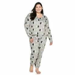 Juniors' Plus Size SO® Boxy Long Sleeve Pajama Top & Pajama Pants Set 16 Juniors' Plus Size SO® Boxy Long Sleeve Pajama Top & Pajama Pants Set -Cheap SO Store 5044483 Gray Yin Yang