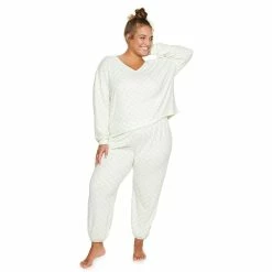Juniors' Plus Size SO® Boxy Long Sleeve Pajama Top & Pajama Pants Set 18 Juniors' Plus Size SO® Boxy Long Sleeve Pajama Top & Pajama Pants Set -Cheap SO Store 5044483 Green Check