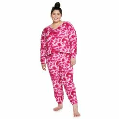 Juniors' Plus Size SO® Boxy Long Sleeve Pajama Top & Pajama Pants Set 17 Juniors' Plus Size SO® Boxy Long Sleeve Pajama Top & Pajama Pants Set -Cheap SO Store 5044483 Pink Tie Dye