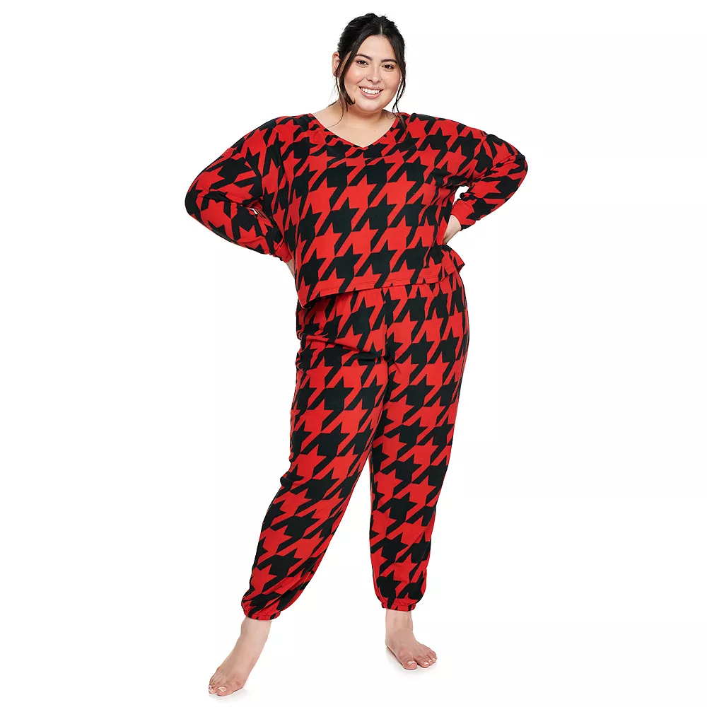 Juniors' Plus Size SO® Boxy Long Sleeve Pajama Top & Pajama Pants Set 5 Juniors' Plus Size SO® Boxy Long Sleeve Pajama Top & Pajama Pants Set - Image 3