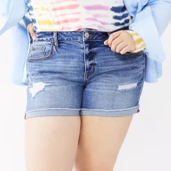 Juniors' Plus Size SO® Low-Rise Midi Shorts -Cheap SO Store 5211029 Medium Destructed