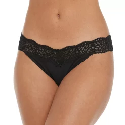 Juniors' SO® Lace String Bikini Panty SO75-001 -Cheap SO Store 5215417 Black