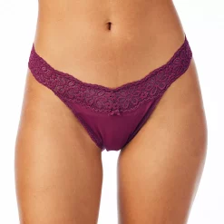 Juniors' SO® Lace String Bikini Panty SO75-001 -Cheap SO Store 5215417 Plum