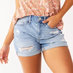 Juniors' SO® High Rise Curvy Midi Shorts 9 Juniors' SO® High Rise Curvy Midi Shorts -Cheap SO Store 5220672 Light Destructed