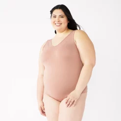 Juniors' Plus Size SO® Seamless V-Neck Tank Bodysuit -Cheap SO Store 5233790 ALT