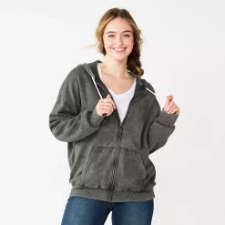 Juniors' SO® Oversized Zip-Up Hoodie 36 Juniors' SO® Oversized Zip-Up Hoodie -Cheap SO Store 5236393 Black Wash