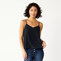 Juniors' SO® Lace Trim Cami -Cheap SO Store 5245597 Black Luxe