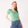 Juniors' SO® Lace Up Front Tee 2 Juniors' SO® Lace Up Front Tee -Cheap SO Store 5270174 Green Floral