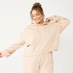Juniors' Plus Size SO® Cropped Hoodie 10 Juniors' Plus Size SO® Cropped Hoodie -Cheap SO Store 5304659 Beige Stripe