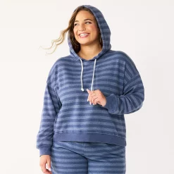 Juniors' Plus Size SO® Cropped Hoodie 11 Juniors' Plus Size SO® Cropped Hoodie -Cheap SO Store 5304659 Navy Stripe