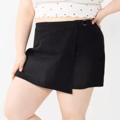 Juniors' Plus Size SO® Comfortable Faux-Wrap Mini Skirt