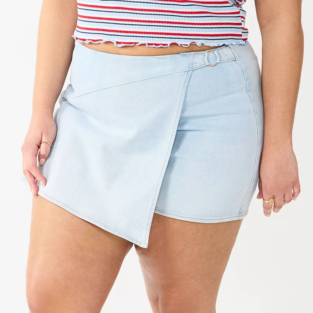 Juniors' Plus Size SO® Comfortable Faux-Wrap Mini Skirt 5 Juniors' Plus Size SO® Comfortable Faux-Wrap Mini Skirt - Image 3
