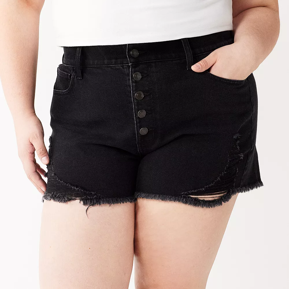 Juniors' Plus Size SO® High Rise Mom Shorts 7 Juniors' Plus Size SO® High Rise Mom Shorts - Image 5