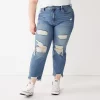Juniors' Plus Size SO® High-Waisted Ankle Straight Jeans 1 Juniors' Plus Size SO® High-Waisted Ankle Straight Jeans -Cheap SO Store 5473228 Medium Destructed