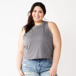 Juniors' Plus Size SO® Muscle Tank 17 Juniors' Plus Size SO® Muscle Tank -Cheap SO Store 5474344 Gray Haze