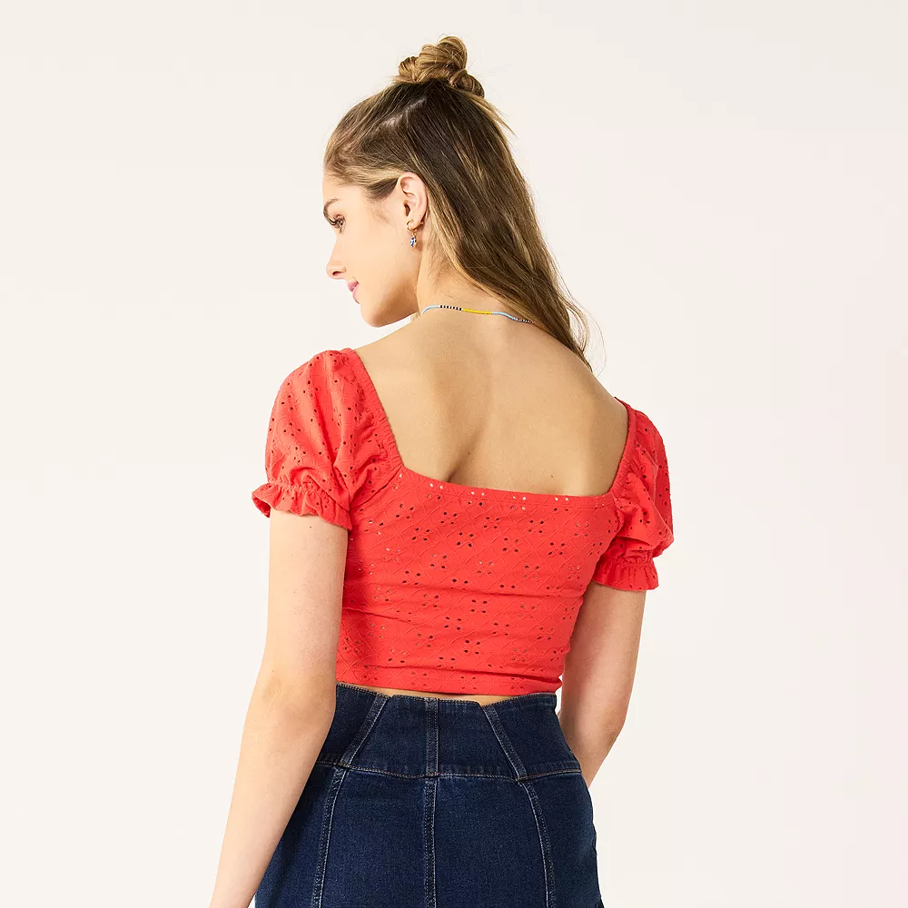 Juniors' SO® Cinch Front Puff Sleeve Top 11 Juniors' SO® Cinch Front Puff Sleeve Top - Image 9