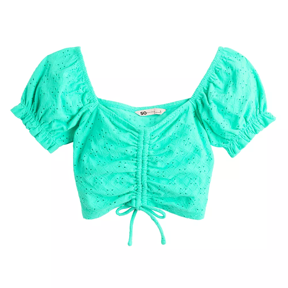 Juniors' SO® Cinch Front Puff Sleeve Top 12 Juniors' SO® Cinch Front Puff Sleeve Top - Image 10