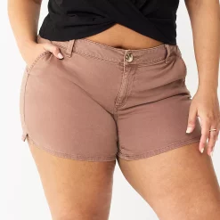 Juniors' Plus Size SO® Solid Chino Midi Shorts