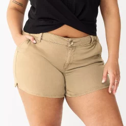 Juniors' Plus Size SO® Solid Chino Midi Shorts 7 Juniors' Plus Size SO® Solid Chino Midi Shorts -Cheap SO Store 5509089 Warren Khaki