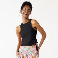 Juniors' SO® Side Keyhole Racerback Tank Top -Cheap SO Store 5513613 Black Luxe