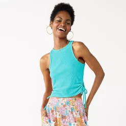 Juniors' SO® Side Keyhole Racerback Tank Top -Cheap SO Store 5513613 Paradise Blue