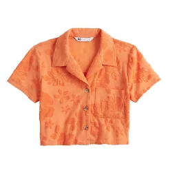 Juniors' SO® Floral Terry Camp Shirt 7 Juniors' SO® Floral Terry Camp Shirt -Cheap SO Store 5521554 ALT5