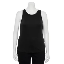 Juniors' Plus Size SO® High Neck Ribbed Tank Top -Cheap SO Store 5524345 Black Luxe