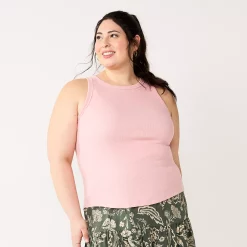 Juniors' Plus Size SO® High Neck Ribbed Tank Top -Cheap SO Store 5524345 Vintage Heart