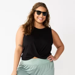 Juniors' Plus Size SO® Solid Cropped Twist-Front Tank 14 Juniors' Plus Size SO® Solid Cropped Twist-Front Tank -Cheap SO Store 5526785 Black Luxe