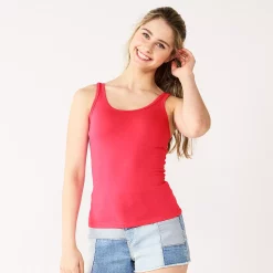 Juniors' SO® Double Scoopneck Tank Top -Cheap SO Store 5538823 Gushing Lava