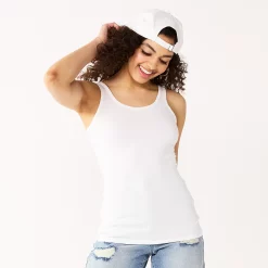 Juniors' SO® Double Scoopneck Tank Top -Cheap SO Store 5538823 Modern White