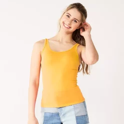 Juniors' SO® Double Scoopneck Tank Top -Cheap SO Store 5538823 Polished Gold