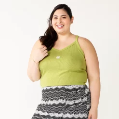 Juniors' Plus Size SO® Cropped Wide-Strap Cami 14 Juniors' Plus Size SO® Cropped Wide-Strap Cami -Cheap SO Store 5540098 Bright Green Daisy