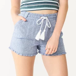Juniors' SO® Ruffled Hem Dolphin Shorts 9 Juniors' SO® Ruffled Hem Dolphin Shorts -Cheap SO Store 5542963 Blue