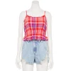 Juniors' SO® Cropped Cinch Waist Tank Top 2 Juniors' SO® Cropped Cinch Waist Tank Top -Cheap SO Store 5548331 Red Purple Plaid