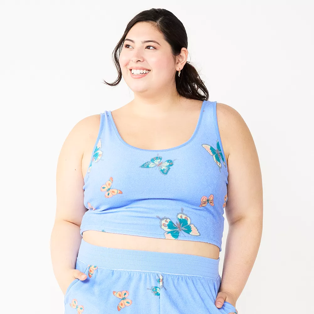 Juniors' Plus Size SO® Cropped Towel Terry Scoop Neck Tank Top 4 Juniors' Plus Size SO® Cropped Towel Terry Scoop Neck Tank Top - Image 2