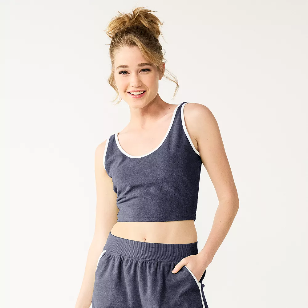 Juniors' SO® Cropped Towel Terry Scoop Neck Tank 6 Juniors' SO® Cropped Towel Terry Scoop Neck Tank - Image 4