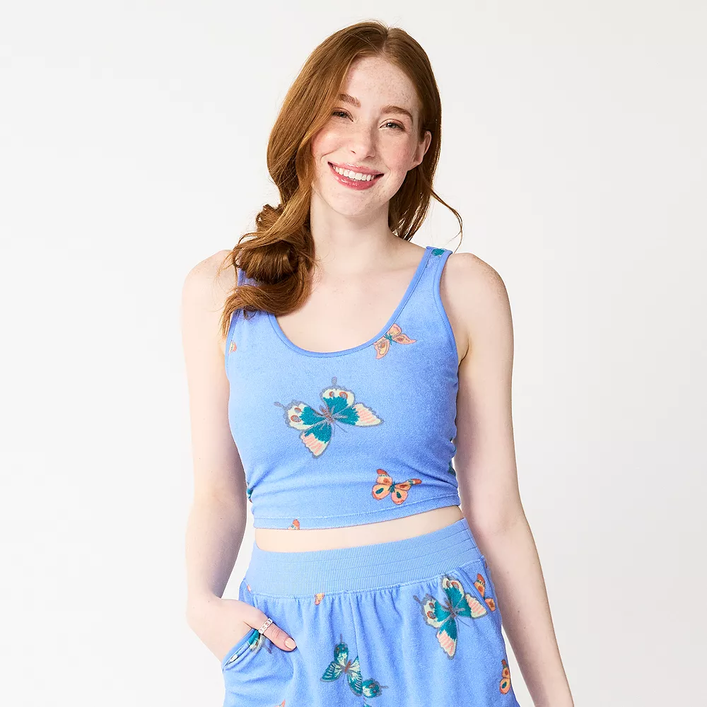 Juniors' SO® Cropped Towel Terry Scoop Neck Tank 3 Juniors' SO® Cropped Towel Terry Scoop Neck Tank